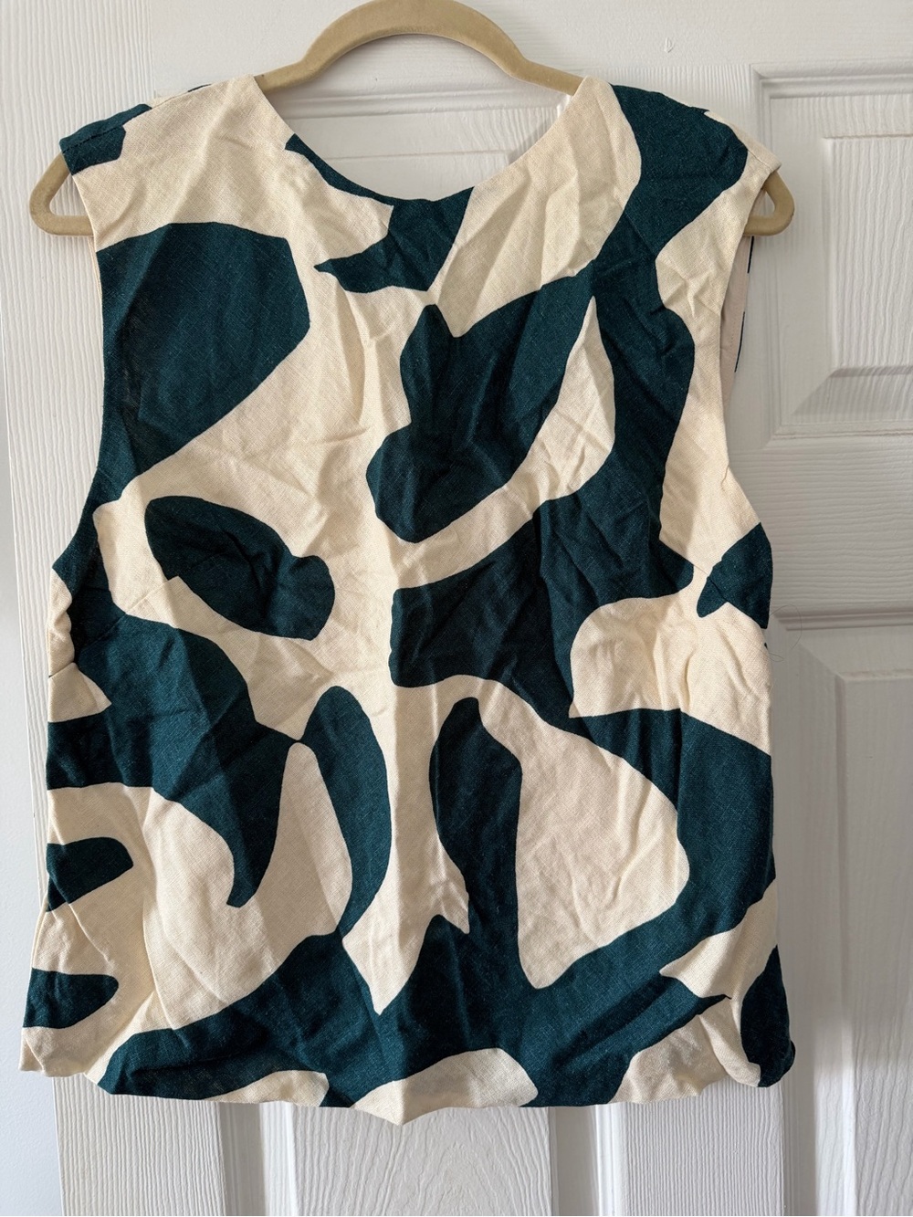 Abercrombie & Fitch Abstract Print Sleeveless Top - Dark Teal & Cream